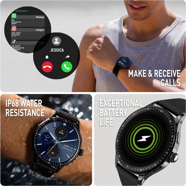 Reflex Active Spectra Amoled Calling Smart Black Strap Watch