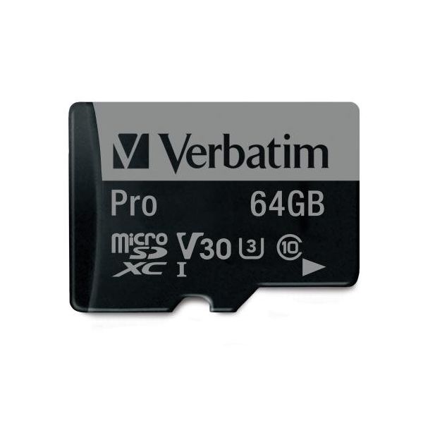 Verbatim Pro Micro SDXC Memory Card Class 10 UHS-I U3 64GB 47042