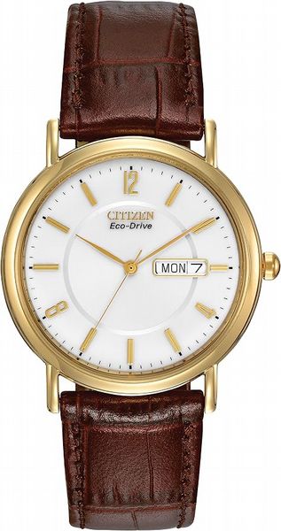 Citizen Men's Eco-Drive Leather Strap Watch, Brown/Gold