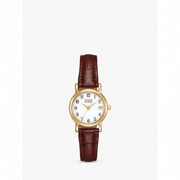 Citizen Women's Eco-Drive Leather Strap Watch, Brown/White