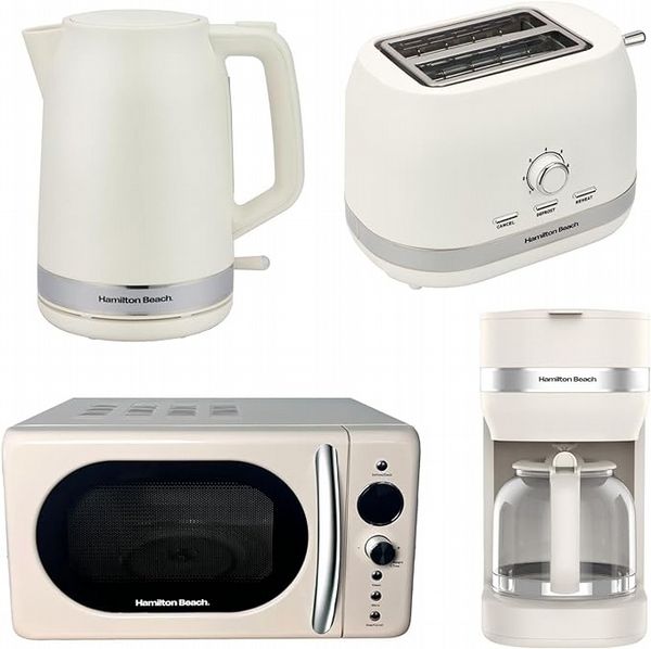  Hamilton Beach Ella Kitchen Bundle Latte - Kettle,  2 Slice Toaster, Microwave & Filter Coffee...