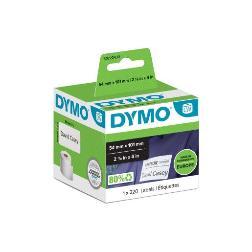 Dymo LW Ship Name Badge Labels White 54x101