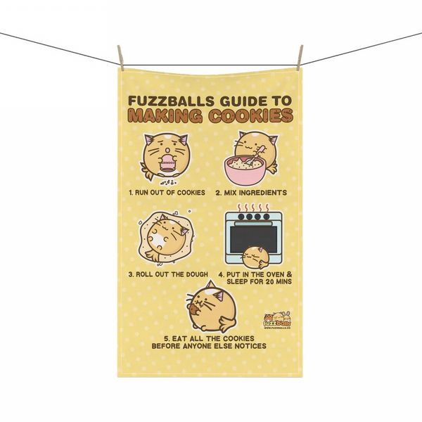 Fuzzballs Guide to making Cookies Cotton Tea Towel