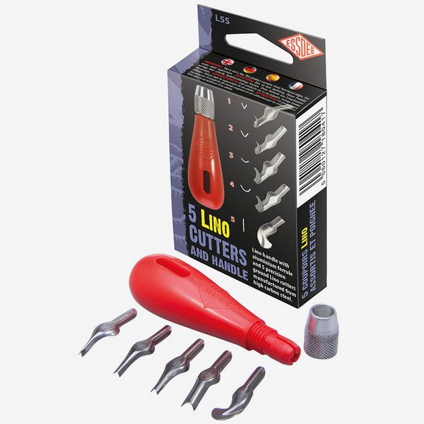 Essdee : Lino Carving Tool Set : Handle with 5 Cutter Tips
