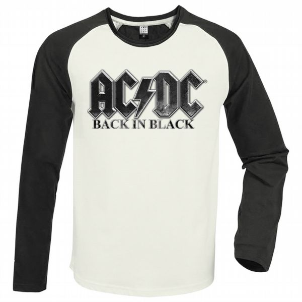 Ac/Dc Back In Black Vintage White / Charcoal X Large Baseball Jersey