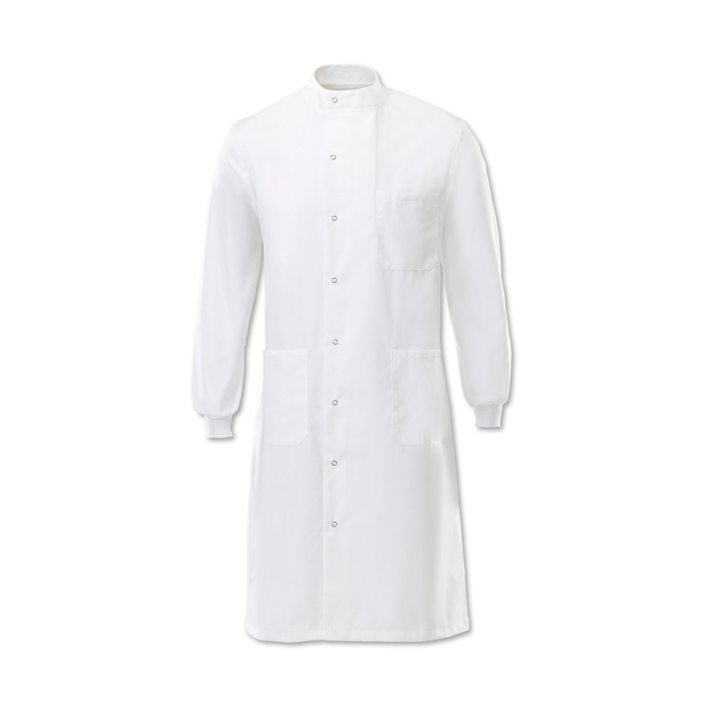Unisex Asymmetrical Stud Front Laboratory Coat - White
